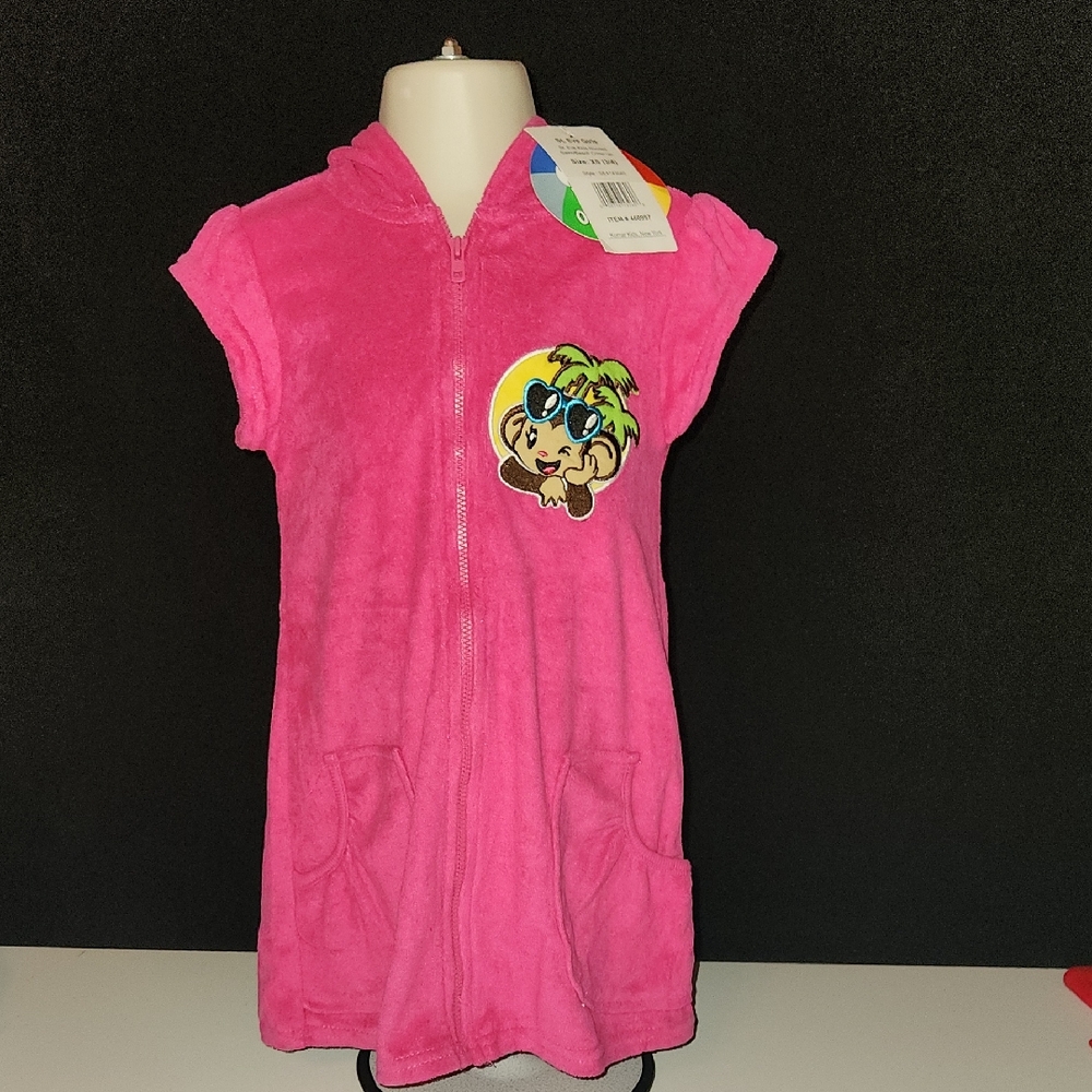 NWT - St. Eve Girls Hooded Swim/Beach Cover- Up - Pink - Size XS (3/4).